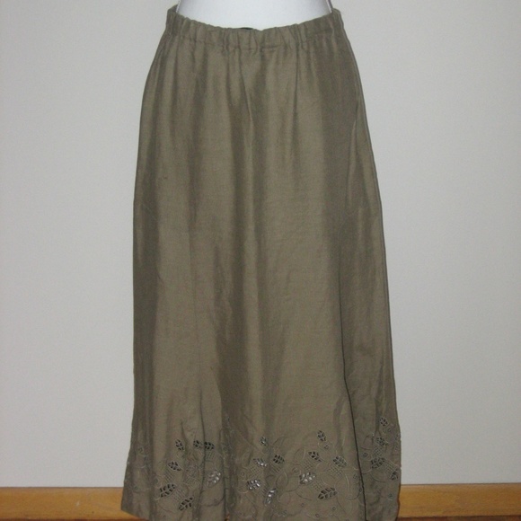 COMME de GARCONS Brown Linen Elastic Waist Skirt L